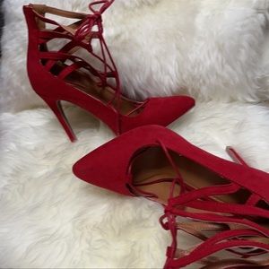 Stella red tie up Heels